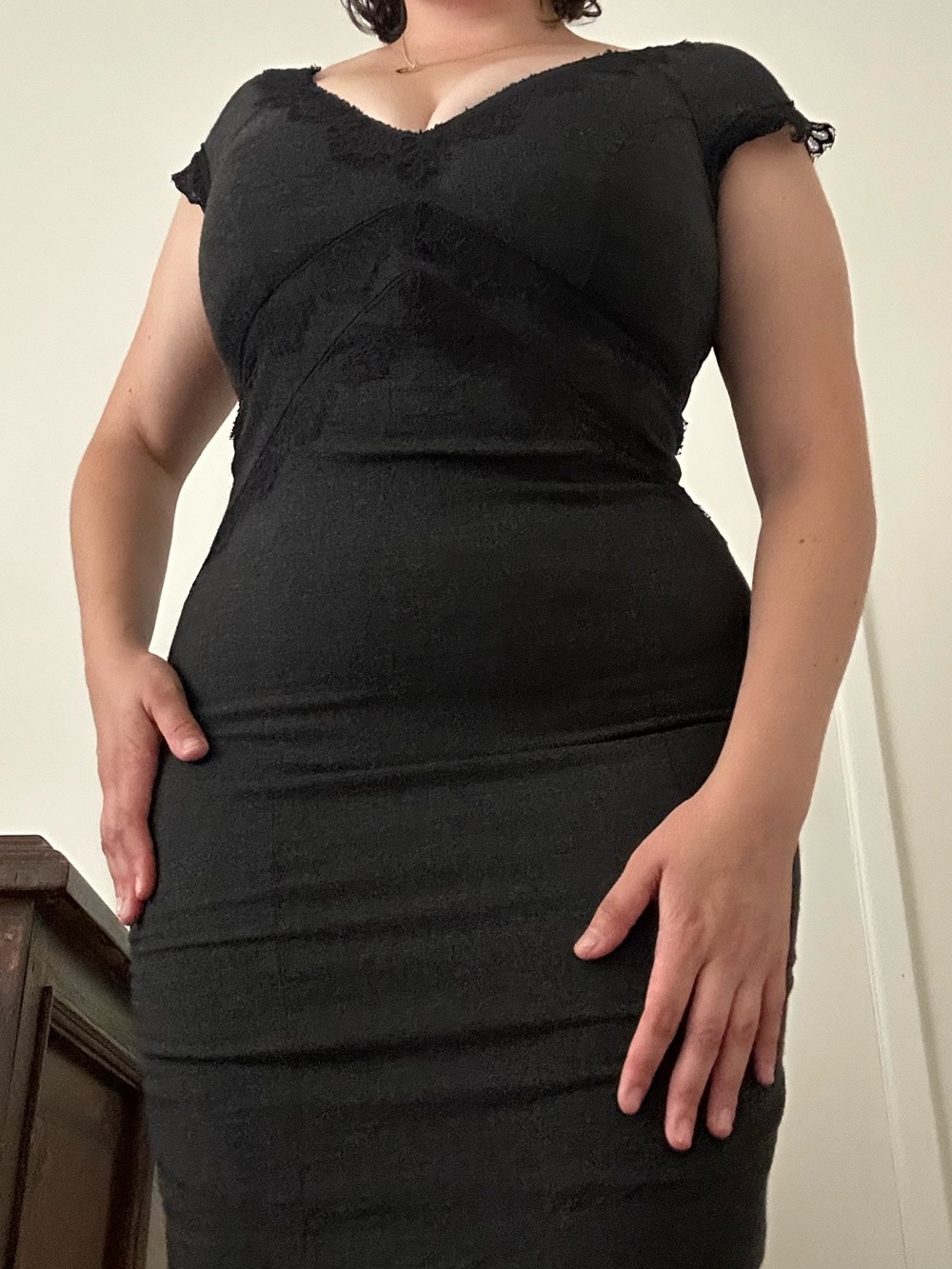 Rebecca Taylor Black Cap-Sleeve Midi Dress